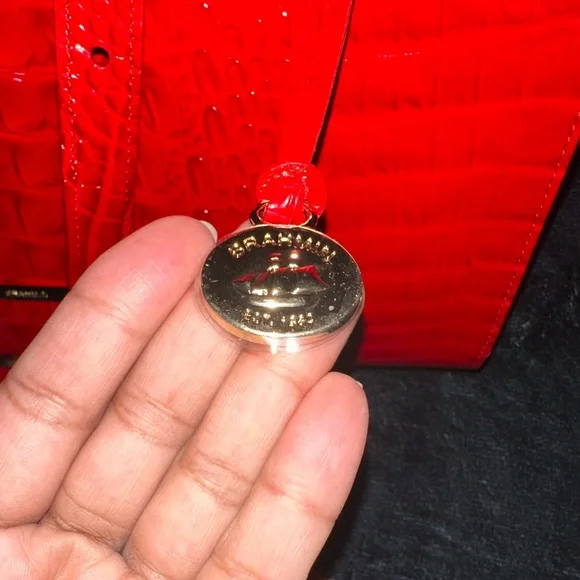 Used Once Brahmin Anywhere Melbourne Embossed Leather Tote Color:Red Carnation - Picture 9 of 9